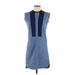 Gap Casual Dress - Mini Mock Sleeveless: Blue Color Block Dresses - Women's Size 0