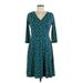 41Hawthorn Casual Dress - A-Line V-Neck 3/4 sleeves: Teal Dresses - Women's Size Medium