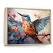 Design Art Geometric Birds In Cubist Skies - Bird Wall Art Prints Metal in Blue/Orange | 24 H x 32 W x 1 D in | Wayfair FL107076-32-24-MA