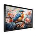 Design Art Geometric Birds In Cubist Skies IV - Bird Canvas Prints Plastic in Blue/Orange | 34 H x 44 W x 1.5 D in | Wayfair FDP107080-44-34-BK