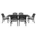 Alcott Hill® Chikatara Rectangular 6 - Person 86" L Outdoor Dining Set Metal in Black/White | 86 W x 46 D in | Wayfair