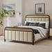 Latitude Run® Aghwith Platform Bed w/ Rattan Headboard & LED Lights Wood & /Upholstered/Polyester | 50.5 H x 64 W x 86 D in | Wayfair