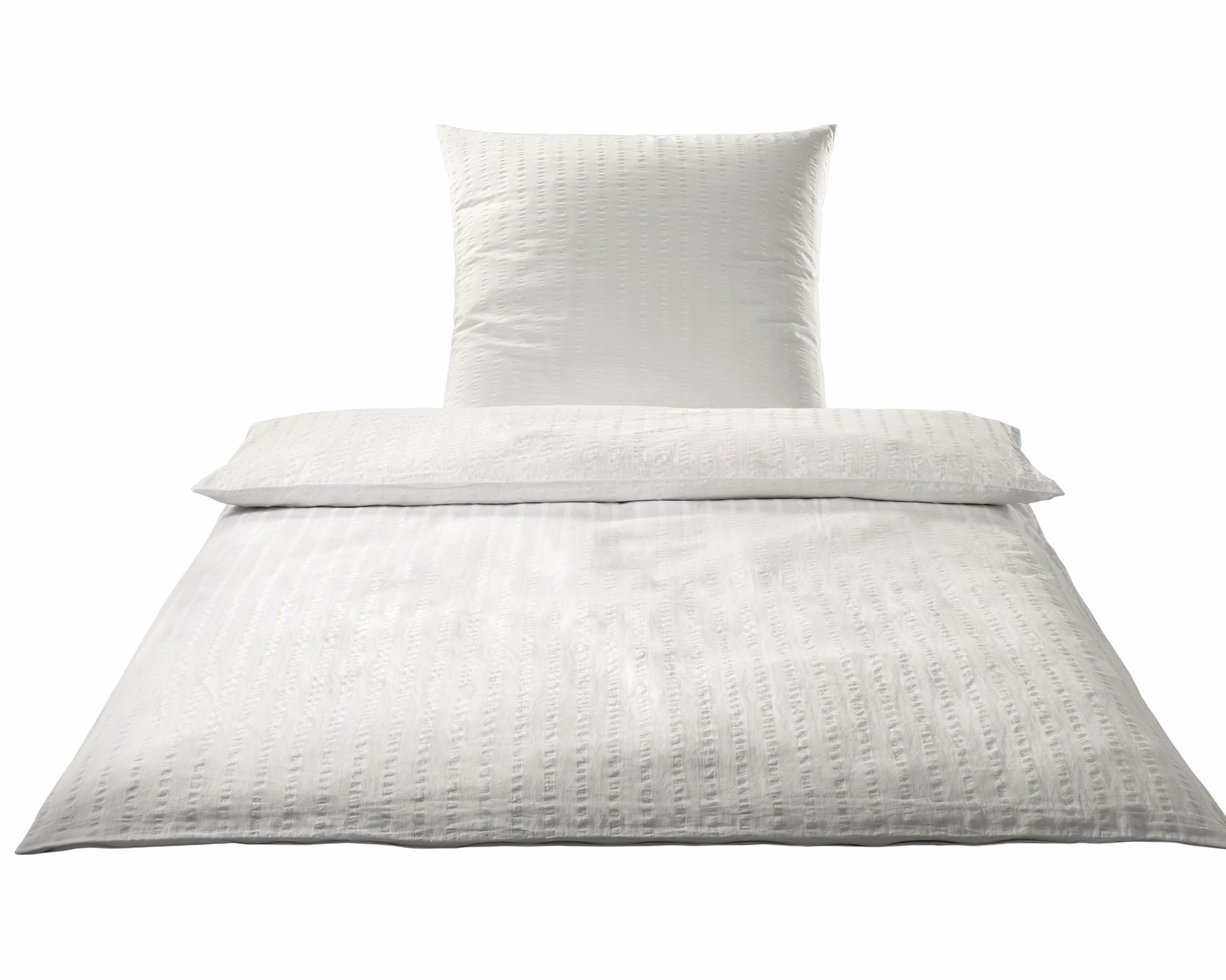 Elegante Seersucker Bettwäsche »Chelsea« Weiß 7013-00 Bettwäsche 240x220 cm / 2x 80x80 cm Image