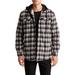Plaid Flannel Faux Shearling Lined Hooded Shirt Jacket