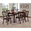 Red Barrel Studio® 7 - Piece Solid Wood Dining Set Wood/Upholstered in Brown | 30 H in | Wayfair 109EB2E4506B4882960AF2299B1FFFA3