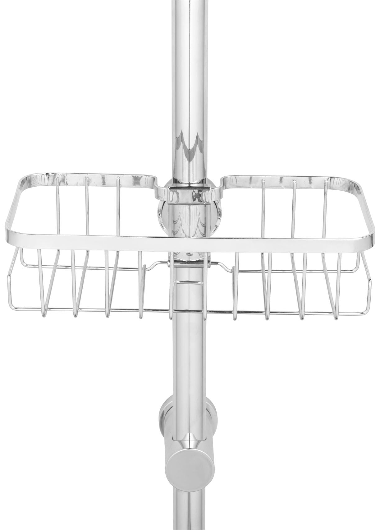 Duschablage WENKO "Duschstangencaddy Floresta Eckig", silber (silber glänzend), B:24cm H:6,2cm T:14cm, ABS-Kunststoff, Metall, Regale, Duschablage, Anbringung ohne Bohren und Schrauben