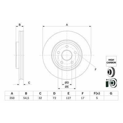 BOSCH Bremsscheibe vorne rechts links belüftet 350mm für DODGE JEEP CHRYSLER 68240046AA 68035012AE 68035012AD 0 986 479 