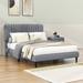 Latitude Run® Standard Bed w/ Headboard Wood & /Upholstered/Velvet in Gray | 42 H x 58 W x 79 D in | Wayfair 7077D1598EE446C69103FCF3EC564EFE