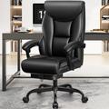 Inbox Zero Loreene Ergonomic Executive Chair w/ Headrest Upholstered, Leather in Gray | 44.1 H x 27.6 W x 27.6 D in | Wayfair