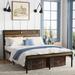 Wrought Studio™ Metal Bed Frame w/ Headboard & Footboard Wood/Metal in Brown/Gray | 38.95 H x 54.13 W x 81.73 D in | Wayfair