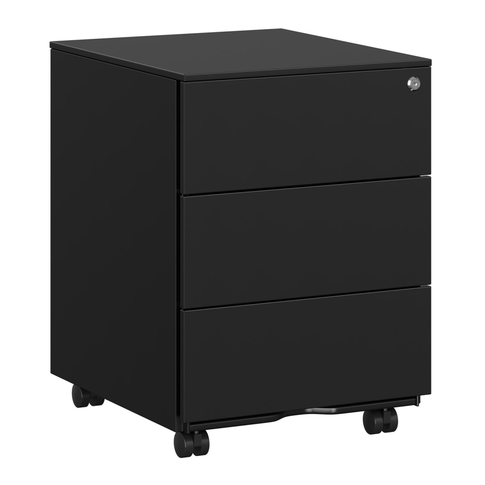Caisson de bureau mobile 3 tiroirs en acier noir mat