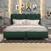 Charlton Home® Deloss Platform Bed w/ Support Legs Upholstered/Linen in Green | 37.8 H x 63 W x 82.7 D in | Wayfair
