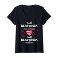 Damen I Will Read Books Here and There, I Will Read Books Anywhere T-Shirt mit V-Ausschnitt