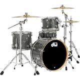 DW DWe Wireless Acoustic-Electronic Convertible 4-Piece Drum Set Bundle With 20 Bass Drum Cymbals and Hardware Finish Ply Black Galaxy