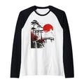 Japanese Landscape Red Moon Trees Birds Flying Buddhist Raglan