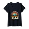 Damen 80. Geburtstag im Retro-Look „80 Years Of Being Awesome“, November 1944 T-Shirt mit V-Ausschnitt