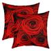 Red Rose Throw Pillow Covers 20x20 Inch Set of 2 Ombre Red Black Floral Pillow Covers for Sofa Bed Couch Botanical Blossom Cushion Covers Valentine s Day Gift Decorative Pillow Covers