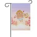 Cooper Girl Cartoon Angel and Rose Garden Flag Banner Polyester for Outdoor Home Garden Flower Pot Double Side Print 12x18 Inch Yard Flags