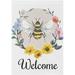 GZHJMY Flower Wreath Bee Garden Flag 12 x 18 Inch Vertical Double Sided Welcome Yard Garden Flag Seasonal Holiday Outdoor Decorative Flag for Patio Lawn Home Decor Farmhous Yard Flags