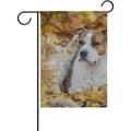 GZHJMY Cat and Dog in Autumn Leaves Background Garden Flag Yard Banner Polyester for Home Flower Pot Outdoor Decor 28X40 Inch Yard Flags
