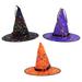 3 Pcs Glow Cap Witches Hat Halloween Costumes Headpiece Has Decor Ghost Windsock Light Festival Headdress
