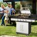 5 Burner BBQ Propane Gas Grill Stainless Steel Patio Garden Barbecue Grill with Stove and Side Table for Outdoor Backyard Patio and Parties