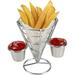 Snacks Display Stand French Fries Stand Fries Baskets Chip Appetizer Cones Dip Dishes Fry Chips Metal Wire Basket (Double Cup)