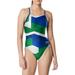 Speedo Women s Glimmer Crossback One-Piece Swimsuit (Blue/Green 32D)