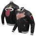 Men's Pro Standard Black Miami Heat Script Tail Full-Snap Satin Varsity Jacket