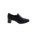 Munro American Heels: Loafers Chunky Heel Classic Black Solid Shoes - Women's Size 6 - Almond Toe