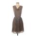H&M Casual Dress Cowl Neck Sleeveless: Gray Print Dresses - Women's Size 2