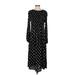 H&M Casual Dress - A-Line High Neck Long sleeves: Black Print Dresses - Women's Size 4