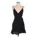 Free People Casual Dress - Wrap V-Neck Sleeveless: Black Print Dresses - Women's Size Small