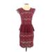 Maeve Casual Dress - Party Scoop Neck Short sleeves: Burgundy Print Dresses - New - Women's Size X-Small