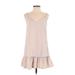 Misslook Casual Dress - A-Line V Neck Sleeveless: Tan Dresses - Women's Size Small
