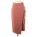 Ann Taylor Casual Pencil Skirt Knee Length: Burgundy Bottoms - Women's Size 0