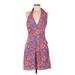 Belle Badgley Mischka Casual Dress - A-Line Halter Sleeveless: Orange Floral Dresses - New - Women's Size 6