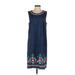 J.Jill Casual Dress - Shift: Blue Floral Dresses - Women's Size X-Small