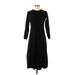Banana Republic Casual Dress - Midi Crew Neck 3/4 sleeves: Black Print Dresses - Women's Size X-Small Petite