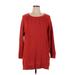 J.Jill Casual Dress - Shift Crew Neck 3/4 sleeves: Red Solid Dresses - Women's Size X-Large