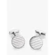 Hoxton London Ribbed Round Cufflinks, Silver