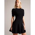 Ted Baker Velvey Puff Sleeve Mini Dress, Black