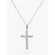 E.W Adams 9ct White Gold Diamond Cross Pendant Necklace