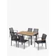 Barlow Tyrie Aura 6-Seater Teak Wood Garden Dining Table & Chairs Set, Charcoal/Natural