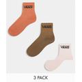 Vans classic crew 3 pack socks in orange,brown and pink-Multi