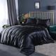 Slowmoose Luxury Satin Silk Bedding Set - Queen, King Size Bed Set Black 1.2m 3pcs flat sheet