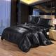 Slowmoose 4pcs Luxury Silk Bedding Set Satin Queen King Size Bed Set Comforter Quilt Black 2m bed 4pcs / Flat Bed Sheet