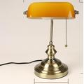 Slowmoose E27 Classical Vintage Banker Table Lamp With Switch Green Glass Lampshade Cover YY-T9007A