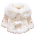 Keluosi Baby Girl Faux Fur Hooded Coat Jacket Cape Cloak Poncho White 0-6 Months