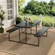 H&O Direct Foldable Picnic Table Bench Set 4 Seater Garden Table Set Black